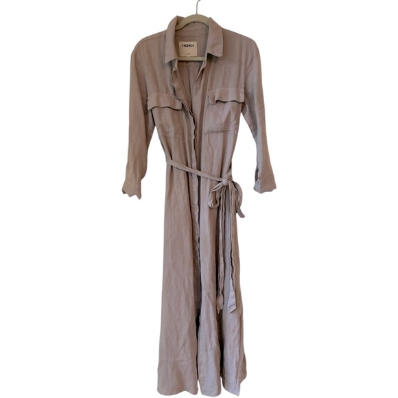 L'agence Cameron Dune Belted Linen Long Shirt Dress Medium - Picture 3 of 6